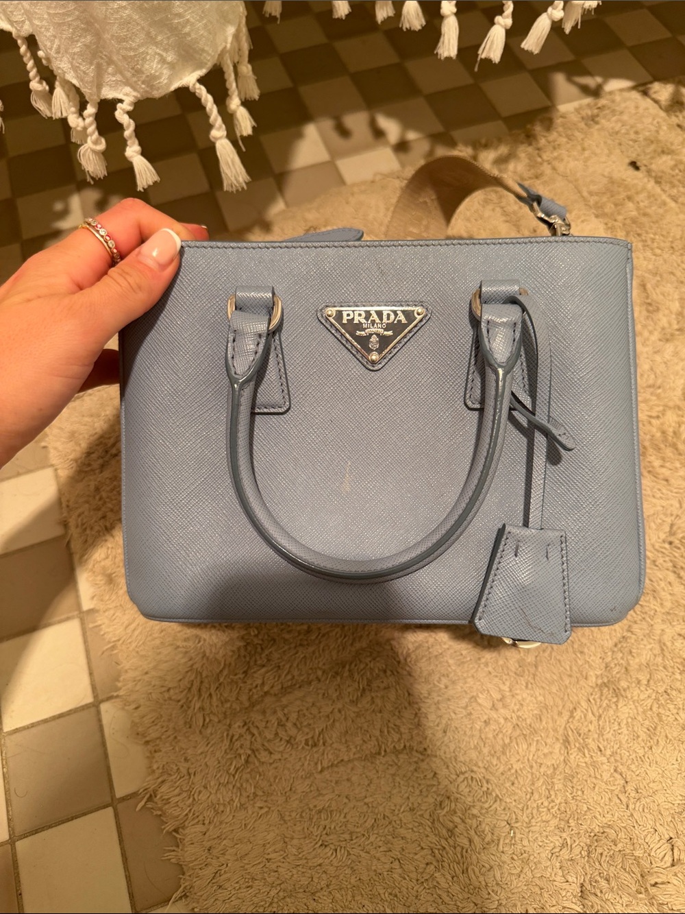 Prada Powder Blue Saffiano Leather Satchel